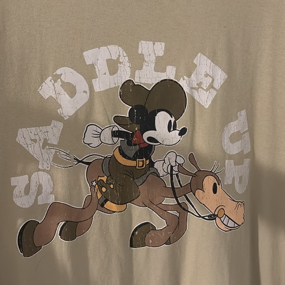 Walt Disney Cowboy Mickey Mouse Saddle Up 3XL tan t shirt nwt - Picture 2 of 4